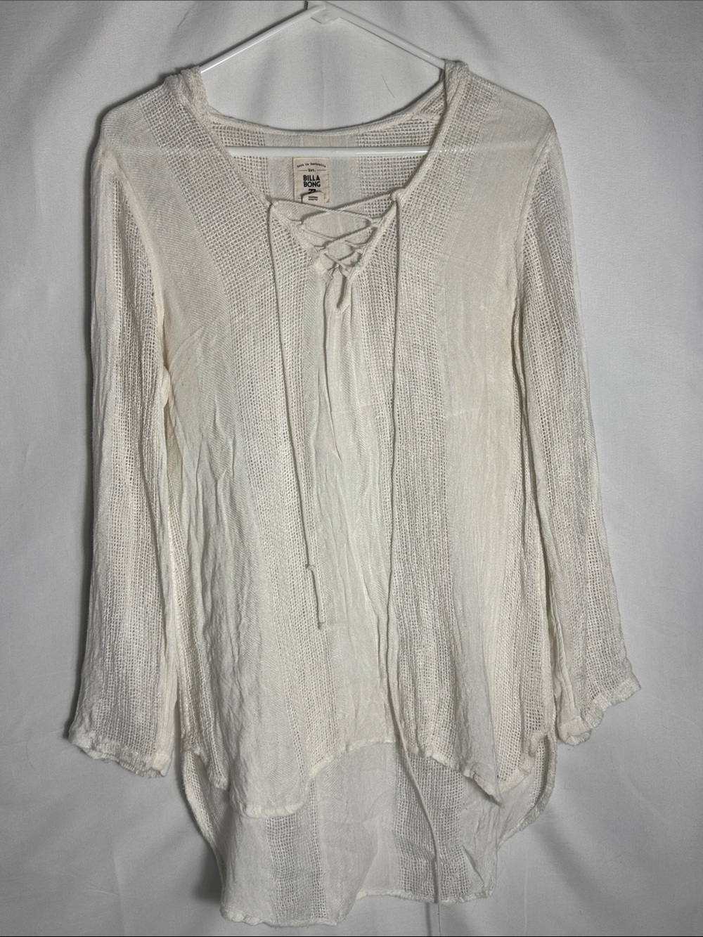 Billabong Same Story Off White Lace-Up Swimsuit Cover Up Size Medium